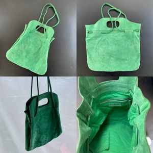Free People Green Leather Suede Slouch Purse